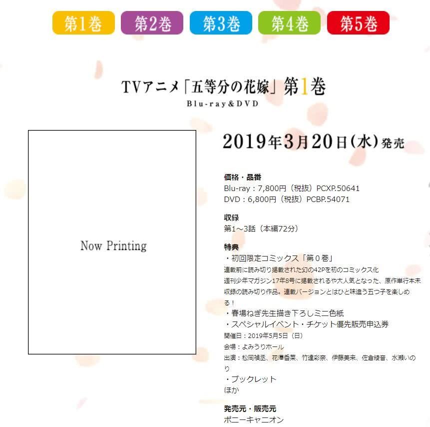 钱包遭殃 《五等分的新娘》光盘详情及特别活动公布插图icecomic动漫1